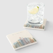 Stadt-Skyline Wellingtons, Neuseeland | Steinuntersetzer (Seitenansicht)