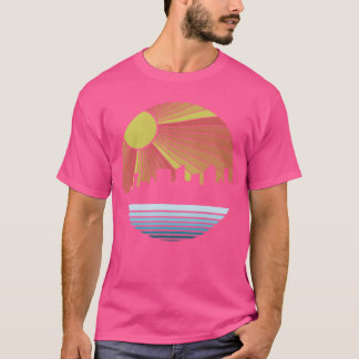 Stadt-Sonnenuntergang Skyline Vintage-Geschenk T-Shirt