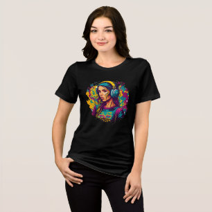 Stadt-Soundwave-Mädchen – Retro-Graffiti-Shirt Tri-Blend Shirt