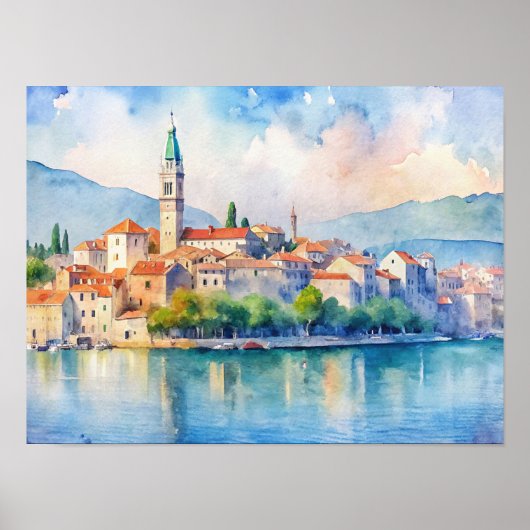 Stadt Split Kroatien Aquarellbilder Poster (Vorne)