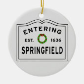 Stadt Springfield Holiday Wreath Keramik Ornament (Vorne)