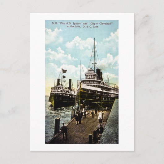 Stadt St. Ignace & Stadt Cleveland, D&C-Linie Postkarte (Vorderseite)