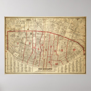 Stadt St. Louis, Missouri Karte (1870) Poster