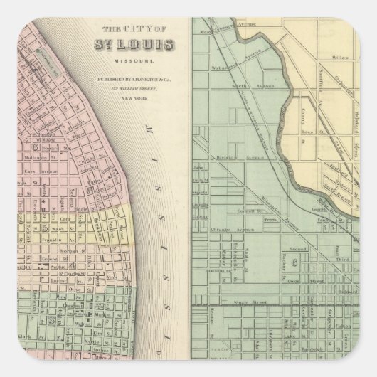Stadt St. Louis, Missouri Stadt Chicago Quadratischer Aufkleber (Vorderseite)