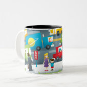 Stadt-Straße Zweifarbige Tasse (Vorderseite Links)