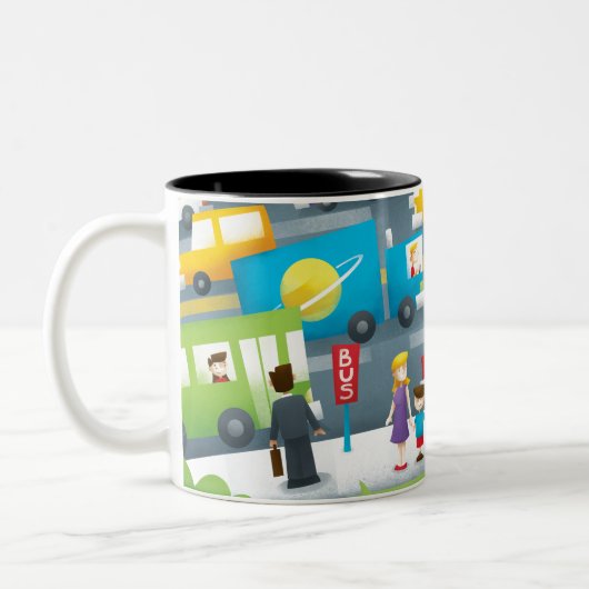 Stadt-Straße Zweifarbige Tasse (Links)