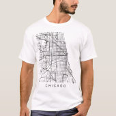 Stadt-Straßenkarte-dunkler Entwurf Chicagos IL T-Shirt (Vorderseite)