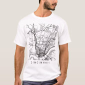 Stadt-Straßenkarte-dunkler Entwurf Cincinnatis T-Shirt (Vorderseite)