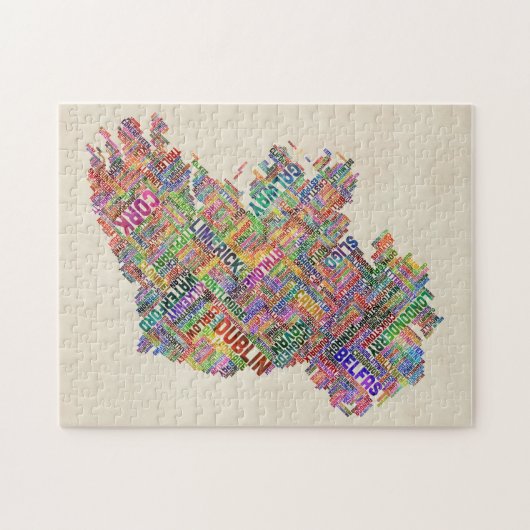 Stadt-Textabbildung Irlands Eire Puzzle (Horizontal)