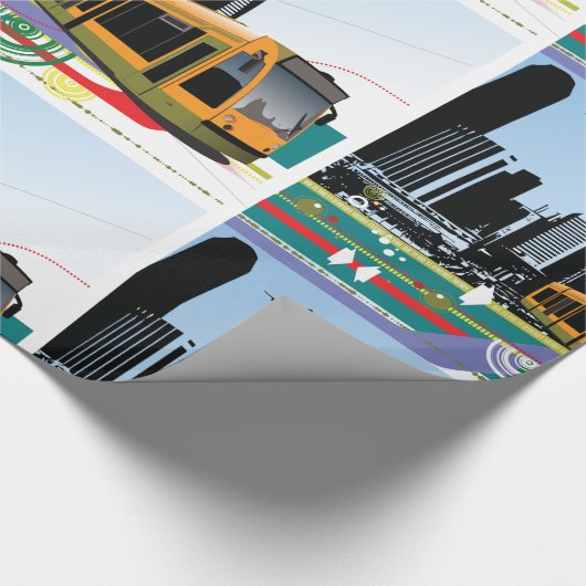 Stadt-Tram-Packpapier Geschenkpapier (Ecke)