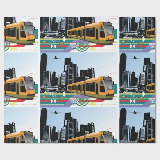 Stadt-Tram-Packpapier Geschenkpapier (Flach)