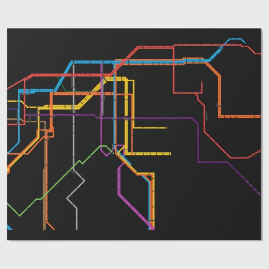 Stadt-U-Bahn-Karte Geschenkpapier (Flach)