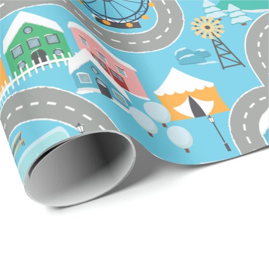 Stadt und Straße Geschenkpapier (Rolleneckpunkt)