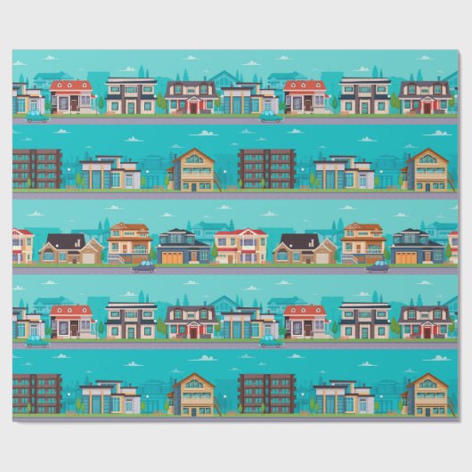 Stadt und Straße Geschenkpapier (Flach)