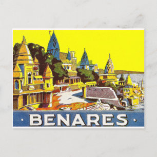 Stadt Varanasi, Indien. Ganges und Tempel Postkarte