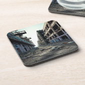 Stadt verlassen | Postapokalyptische Dystopie Getränkeuntersetzer (Linke Seite)