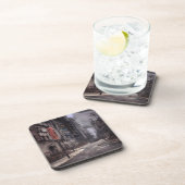 Stadt verlassen | Postapokalyptische dystopische W Getränkeuntersetzer (Rechte Seite)