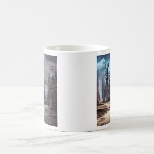 Stadt verlassen | Postapokalyptische dystopische W Kaffeetasse (Mittel)