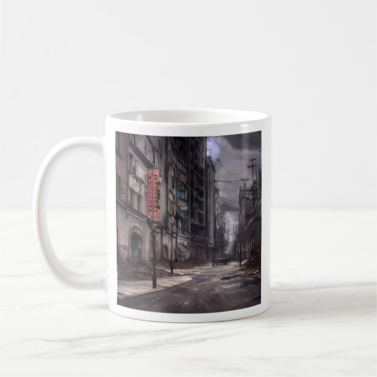 Stadt verlassen | Postapokalyptische dystopische W Kaffeetasse (Links)