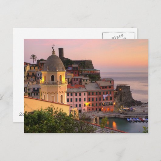 Stadt Vernazza am Abend, Cinque Postkarte (Vorne/Hinten)