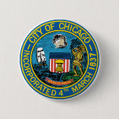 Stadt von Chicago-Siegel Button (Vorderseite)
