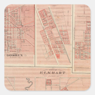 Stadt von Elkhart, Elkhart Co mit Goshen Quadratischer Aufkleber