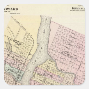Stadt von Ft Howard, Stadt des Green Bay Quadratischer Aufkleber