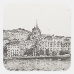 Stadt von Genf 2011 Quadratischer Aufkleber