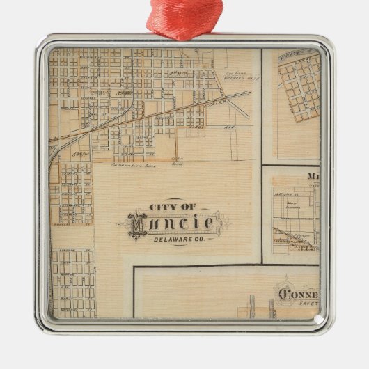 Stadt von Muncie, Delaware Co mit Yorktown Silbernes Ornament (Vorne)