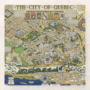 Stadt von Quebec-Karte Glasuntersetzer