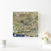 Stadt von Quebec-Karte Quadratische Wanduhr (Zuhause)