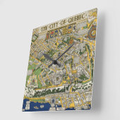 Stadt von Quebec-Karte Quadratische Wanduhr (Winkel)