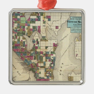 Stadt von Seattle und von Umgebung Ornament Aus Metall