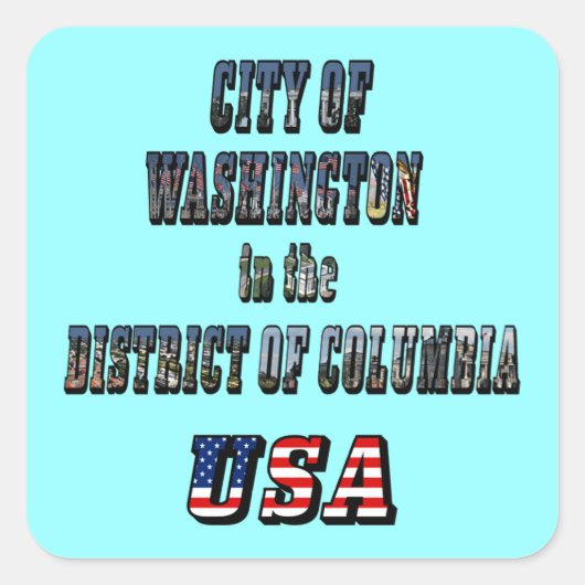 Stadt Washington im District of Columbia USA Quadratischer Aufkleber (Vorderseite)