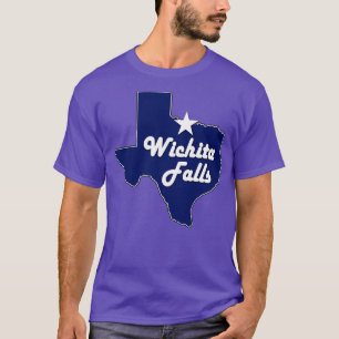 Stadt Wichita Falls Texas Lone Staat Karte Navy Bl T-Shirt