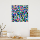 Stadtansicht bei Abstrakter Nachtmalerei Poster (Küche)