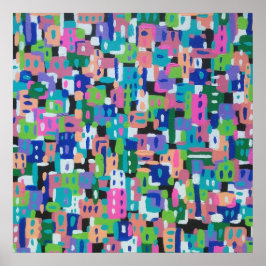 Stadtansicht bei Abstrakter Nachtmalerei Poster