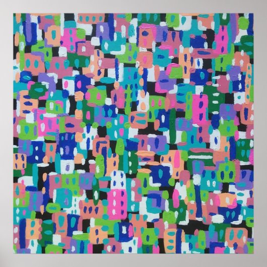 Stadtansicht bei Abstrakter Nachtmalerei Poster (Vorne)