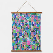 Stadtansicht bei Abstrakter Nachtmalerei Wandteppich Mit Holzrahmen (Vorderseite)