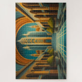 Stadtansicht Geräumige Farben Art Deco Stil Puzzle (Vertikal)