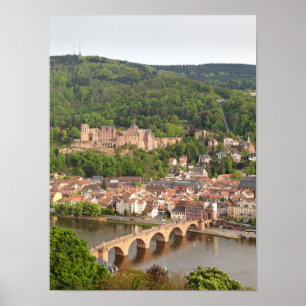 Stadtansicht Heidelberg mit Blick auf Schloss Poster