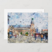 Stadtansicht von Erfurt in Thüringen. Aquarell. Postkarte (Vorne/Hinten)