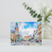 Stadtansicht von Erfurt in Thüringen. Aquarell. Postkarte (Stehend Vorderseite)