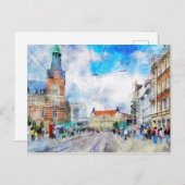Stadtansicht von Erfurt in Thüringen. Aquarell. Postkarte (Vorne/Hinten)
