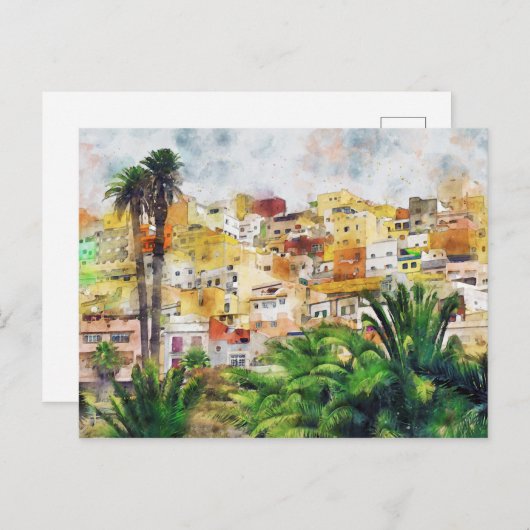 Stadtansicht von Las Palmas de Gran Canaria. Postkarte (Vorne/Hinten)