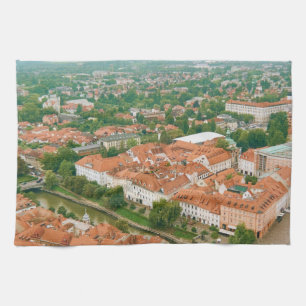 Stadtansicht von Ljubljana, Slowenien Reiseandenke Geschirrtuch