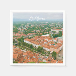 Stadtansicht von Ljubljana, Slowenien Reiseandenke Serviette