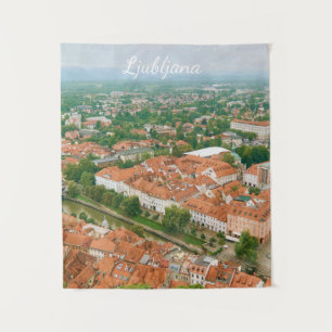 Stadtansicht von Ljubljana, Slowenien Reiseandenke Wandteppich