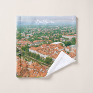 Stadtansicht von Ljubljana, Slowenien Reiseandenke Waschlappen