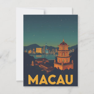 Stadtansicht von Macau bei Nacht Postkarte